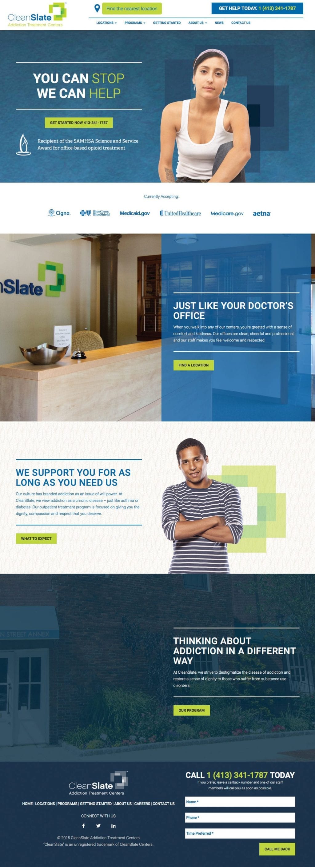 CleanSlate Addiction Treatment Centers website