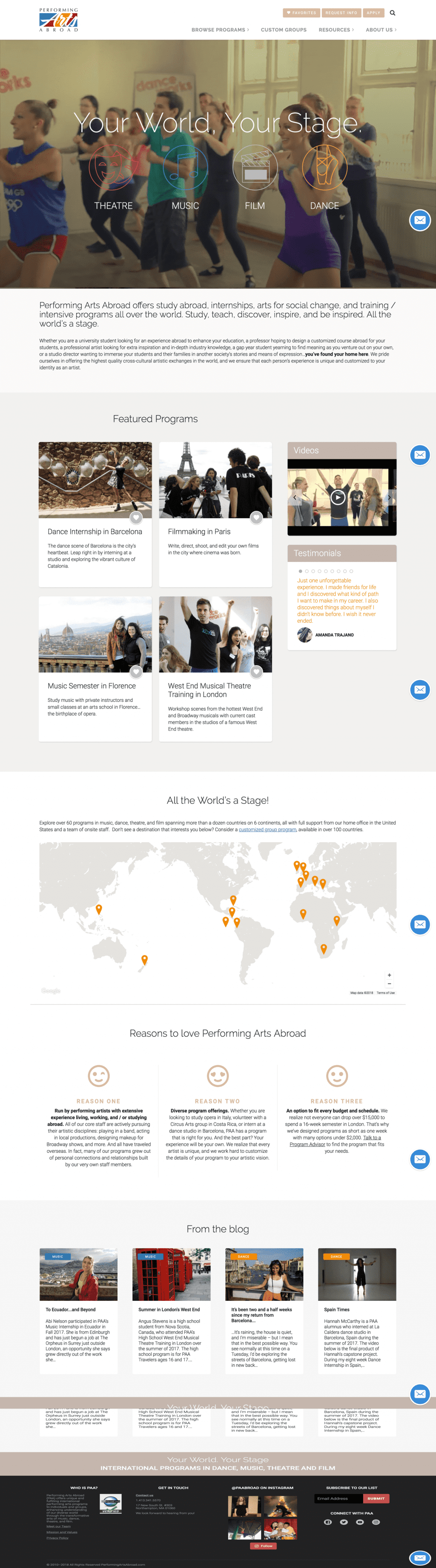 Performing Arts Abroad website